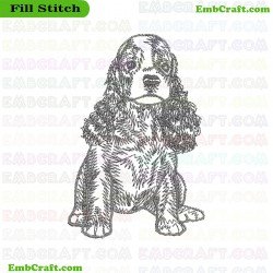 Spaniel Dog Illustration Embroidery Design 19