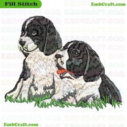 Spaniel Dogs Embroidery Design 78