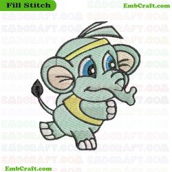 Sporty Elephant Embroidery Design 7