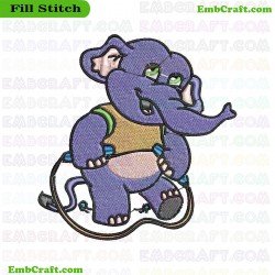 Sporty Elephant Playing Jump Rope Embroidery Design 25