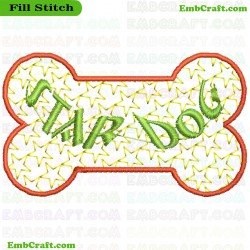 Star Dog Bone Embroidery Design 330