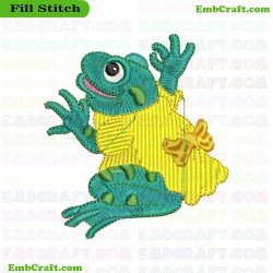 Storybook Frog In Garb Embroidery Design 10