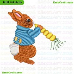 Storybook Rabbit With Carrot Embroidery Design 6