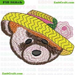 Stylish Teddy Bear With A Hat Embroidery Design 115