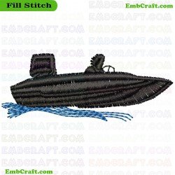 Submarine On Waves Embroidery Design 53