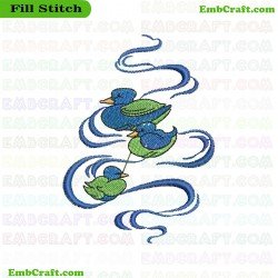 Swimming Ducks Embroidery Design 109