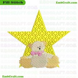 Teddy Bear In A Star Embroidery Design 13