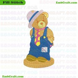 Teddy Bear In Colorful Outfit Embroidery Design 579