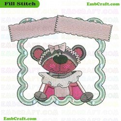 Teddy Bear In Dress Embroidery Design 1