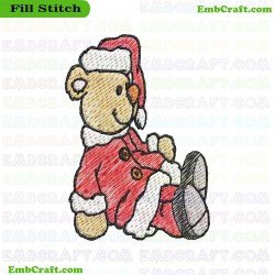 Teddy Bear In Santa Outfit Embroidery Design 517