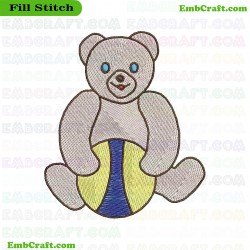 Teddy Bear Playing With Ball Embroidery Design 673