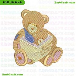 Teddy Bear Reading To Its Young Embroidery Design 574