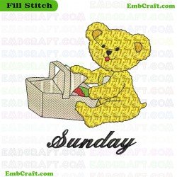 Teddy Bear Sunday Embroidery Design 504