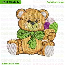 Teddy Bear With Colorful Fabrics Embroidery Design 606
