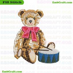 Teddy Bear With Drum Embroidery Design 919