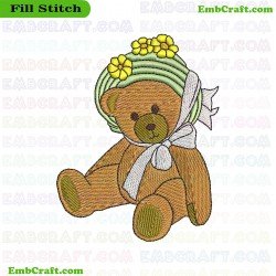 Teddy Bear With Hat Embroidery Design 666