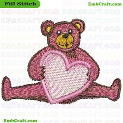 Teddy Bear With Heart Embroidery Design 20