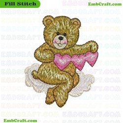 Teddy Bear With Heart Embroidery Design 246