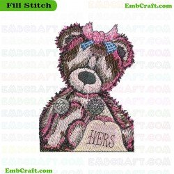 Teddy Bear With Heart Embroidery Design 395