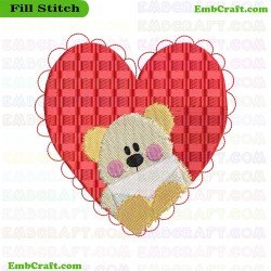 Teddy Bear With Heart Embroidery Design 8