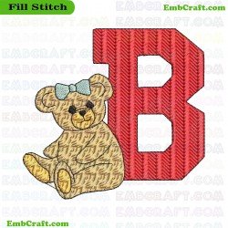 Teddy Bear With Letter Embroidery Design 294