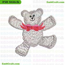 Teddy Bear With Pink Bow Embroidery Design 19