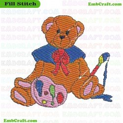 The Artist Bear Embroidery Design 264