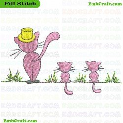 Three Cats Artwork Embroidery Design 11