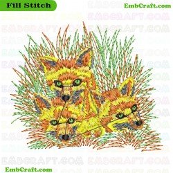 Three Foxes Embroidery Design 7