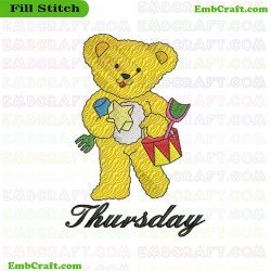 Thursday Bear Embroidery Design 505