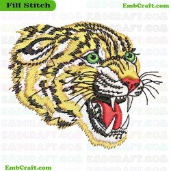 Tiger Face Embroidery Design 7