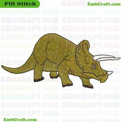 Triceratops Dinosaur Embroidery Design 8