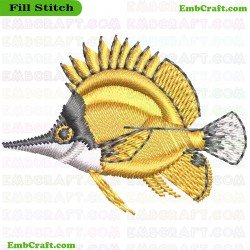 Tropical Fish Embroidery Design 133