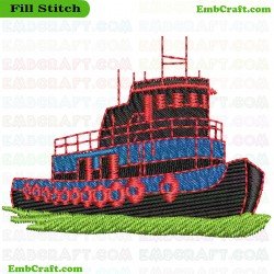 Tugboat Embroidery Design 13