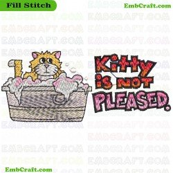 Unhappy Cat In Bath Embroidery Design 3