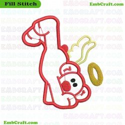 Upside Down Bear With Wings And Halo Embroidery Design 557