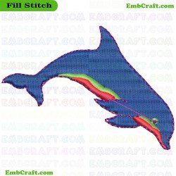 Vibrantly Colored Dolphin Embroidery Design 22