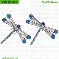 Vibrantly Colored Dragonflies Embroidery Design 5