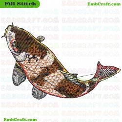 Vibrantly Colored Fish Embroidery Design 55