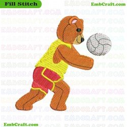 Volleyball Playing Bear Embroidery Design 453