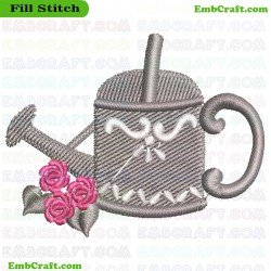 Watering Can With Roses Embroidery Design 10