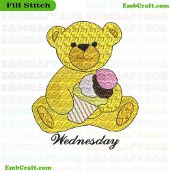 Wednesday Bear With Ice Cream Embroidery Design 7