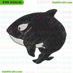 Whale Figure Embroidery Design 64