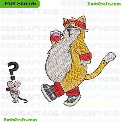 Winter Clad Fat Cat Embroidery Design 6