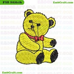 Yellow Teddy Bear Embroidery Design 1