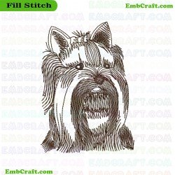 Yorkshire Terrier Dog Face Embroidery Design 297